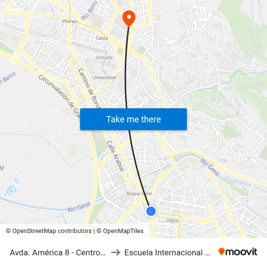 Avda. América 8 - Centro Salud Zaidín to Escuela Internacional De Posgrado map