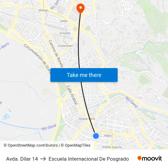 Avda. Dílar 14 to Escuela Internacional De Posgrado map