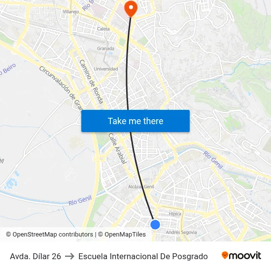 Avda. Dílar 26 to Escuela Internacional De Posgrado map