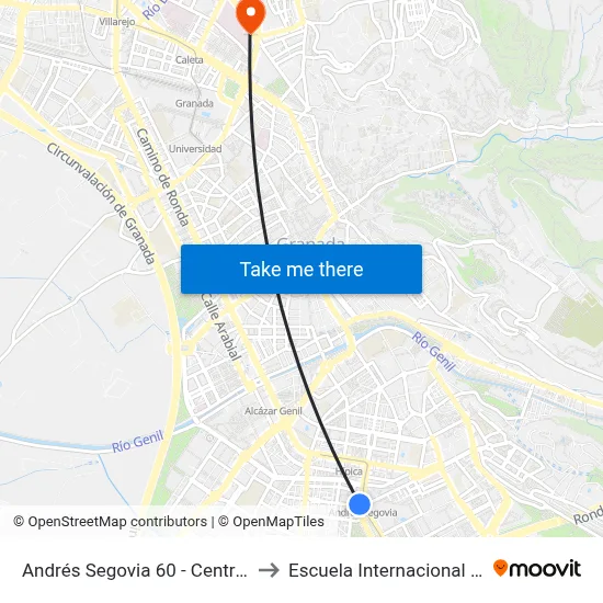 Andrés Segovia 60 - Centro Cívico Zaidín to Escuela Internacional De Posgrado map