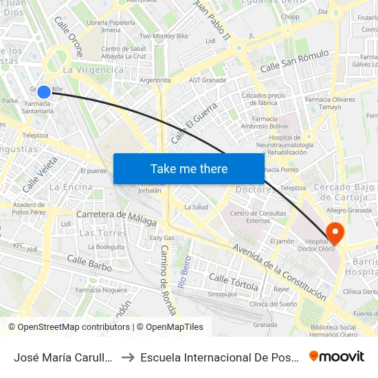José María Carulla 29 to Escuela Internacional De Posgrado map