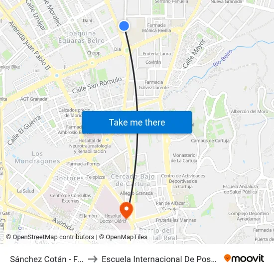 Sánchez Cotán - Fte 4 to Escuela Internacional De Posgrado map