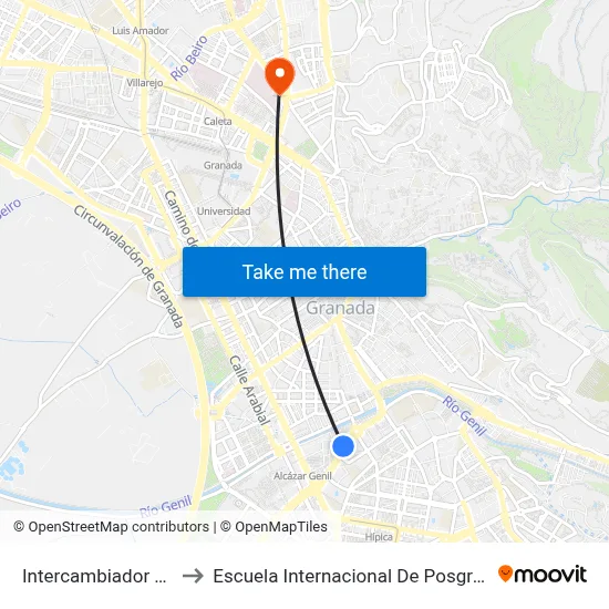 Intercambiador Sur to Escuela Internacional De Posgrado map