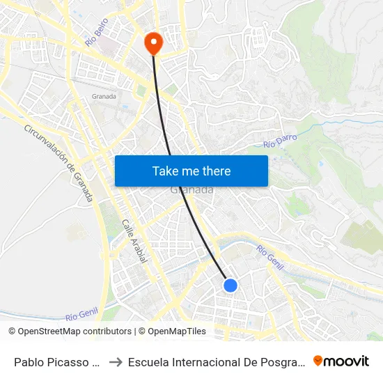 Pablo Picasso 33 to Escuela Internacional De Posgrado map