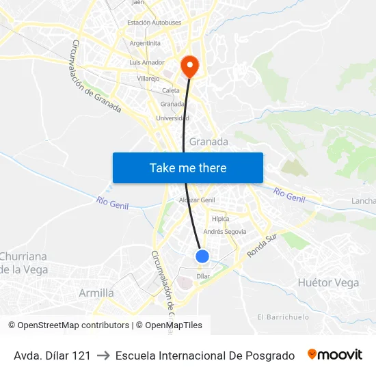 Avda. Dílar 121 to Escuela Internacional De Posgrado map