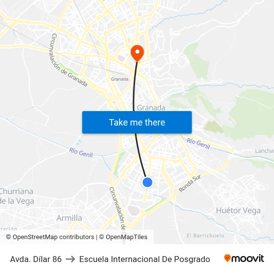 Avda. Dílar 86 to Escuela Internacional De Posgrado map