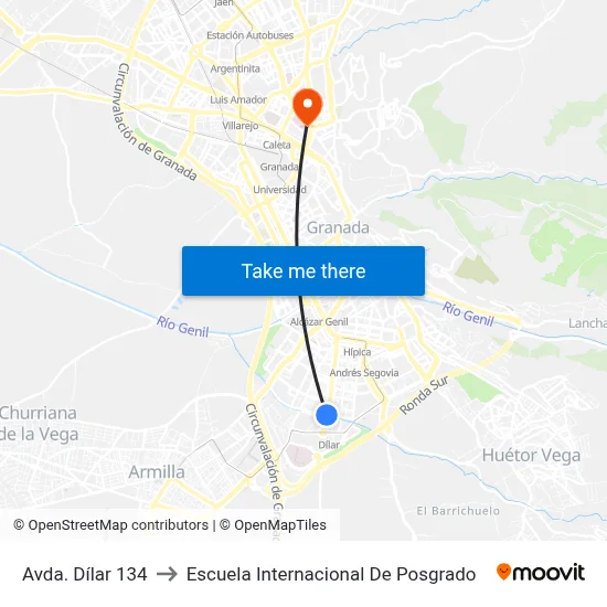 Avda. Dílar 134 to Escuela Internacional De Posgrado map