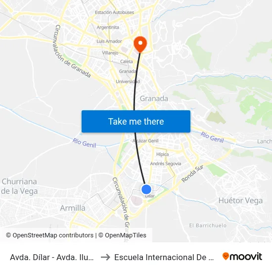 Avda. Dílar - Avda. Ilustración to Escuela Internacional De Posgrado map