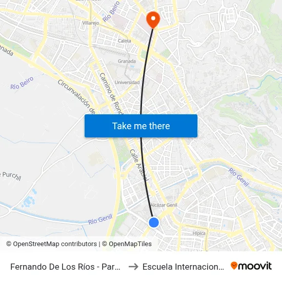 Fernando De Los Ríos - Parque De Las Ciencias to Escuela Internacional De Posgrado map