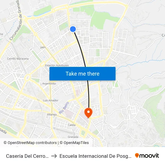 Casería Del Cerro 86 to Escuela Internacional De Posgrado map