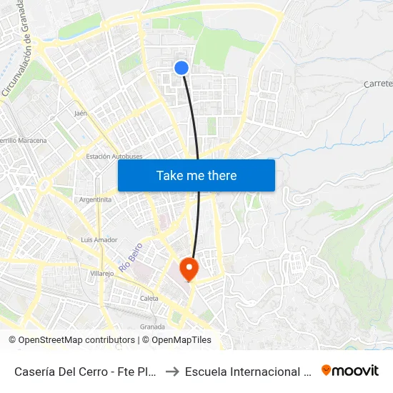 Casería Del Cerro - Fte Plaza Rey Badis to Escuela Internacional De Posgrado map