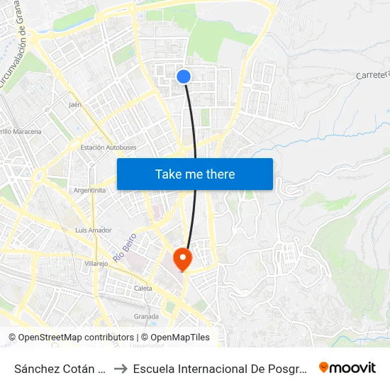 Sánchez Cotán 37 to Escuela Internacional De Posgrado map