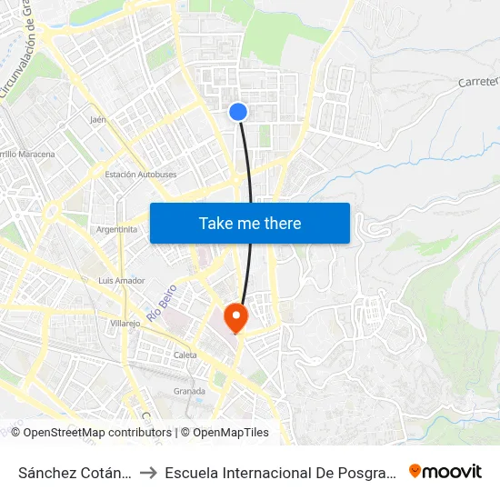 Sánchez Cotán 7 to Escuela Internacional De Posgrado map