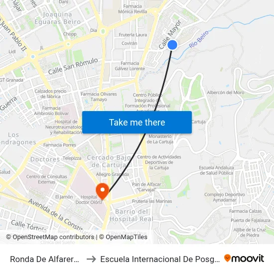 Ronda De Alfareros 4 to Escuela Internacional De Posgrado map