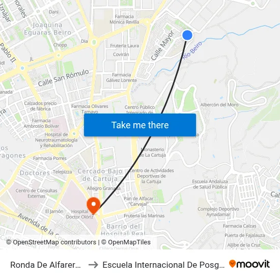 Ronda De Alfareros 7 to Escuela Internacional De Posgrado map