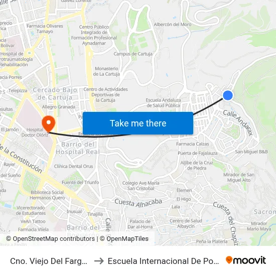 Cno. Viejo Del Fargue 21 to Escuela Internacional De Posgrado map