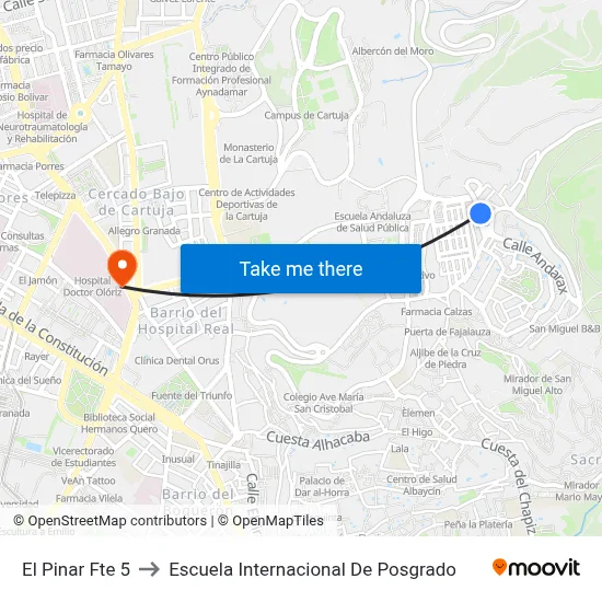El Pinar Fte 5 to Escuela Internacional De Posgrado map