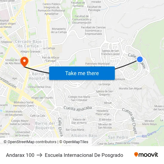 Andarax 100 to Escuela Internacional De Posgrado map