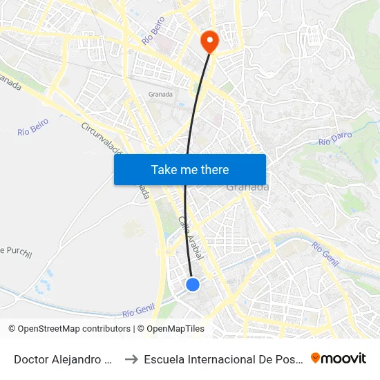 Doctor Alejandro Otero to Escuela Internacional De Posgrado map