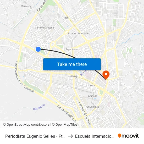 Periodista Eugenio Sellés - Fte Facultad Bellas Artes to Escuela Internacional De Posgrado map