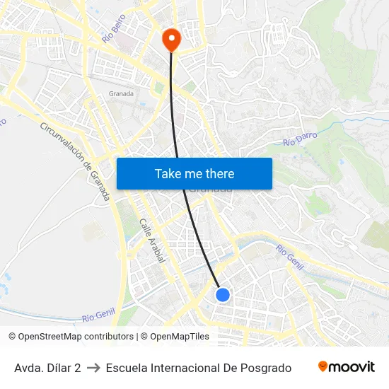 Avda. Dílar 2 to Escuela Internacional De Posgrado map