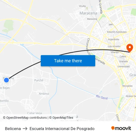 Belicena to Escuela Internacional De Posgrado map