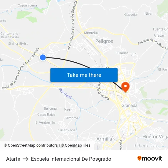 Atarfe to Escuela Internacional De Posgrado map