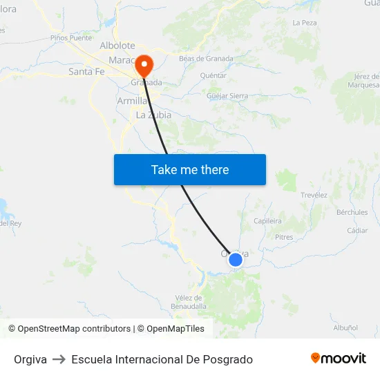 Orgiva to Escuela Internacional De Posgrado map