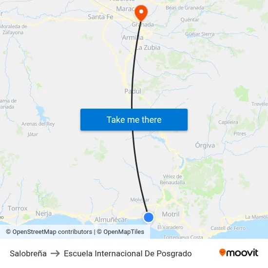 Salobreña to Escuela Internacional De Posgrado map