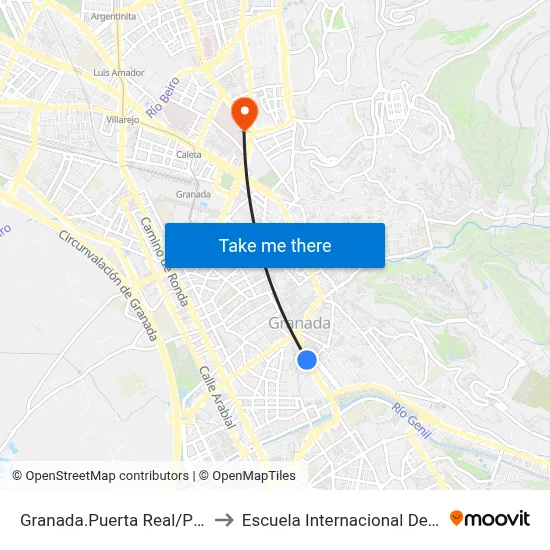 Granada.Puerta Real/Pte Castañ to Escuela Internacional De Posgrado map