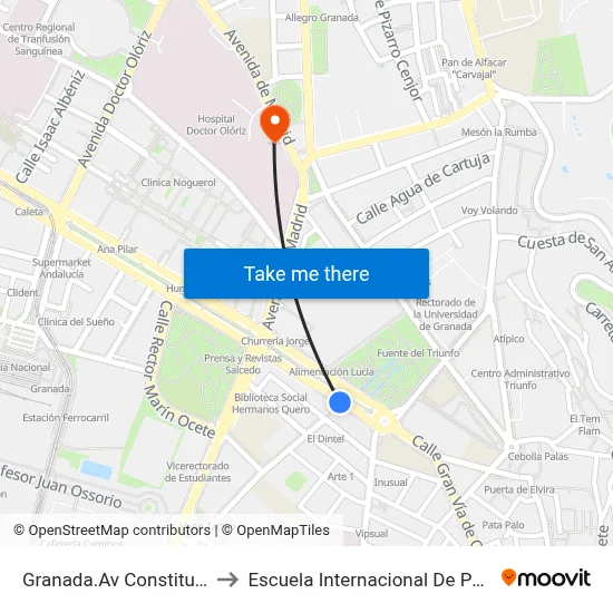 Granada.Av Constitución II to Escuela Internacional De Posgrado map