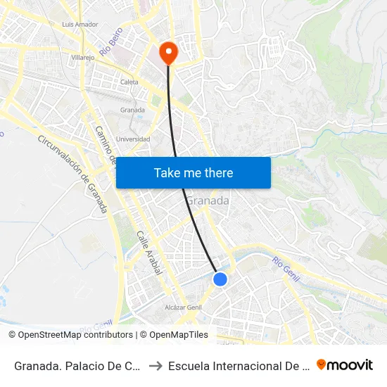 Granada. Palacio De Congresos to Escuela Internacional De Posgrado map