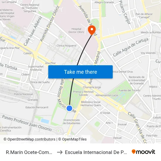 R.Marín Ocete-Comedores to Escuela Internacional De Posgrado map