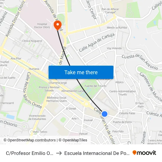 C/Profesor Emilio Orozco to Escuela Internacional De Posgrado map
