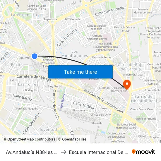 Av.Andalucía.N38-Ies V.Nieves to Escuela Internacional De Posgrado map