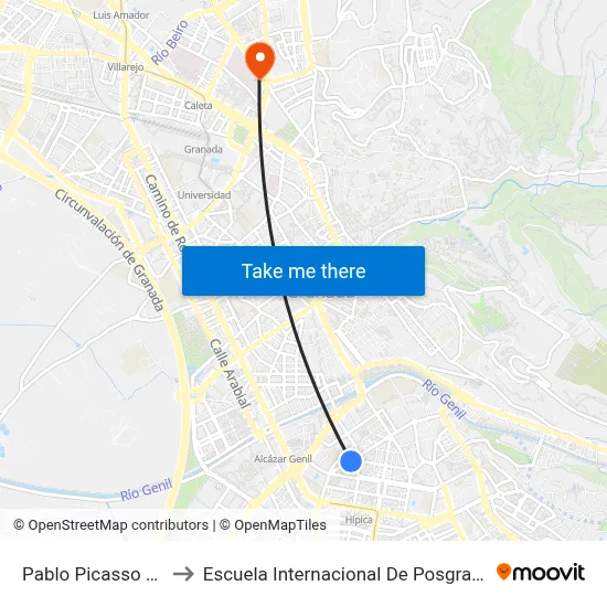 Pablo Picasso 10 to Escuela Internacional De Posgrado map