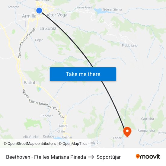 Beethoven - Fte Ies Mariana Pineda to Soportújar map