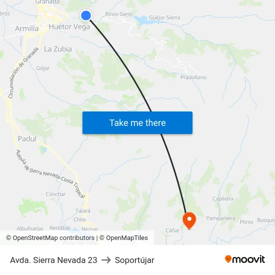 Avda. Sierra Nevada 23 to Soportújar map