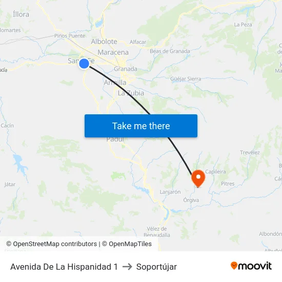 Avenida De La Hispanidad 1 to Soportújar map