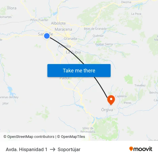Avda. Hispanidad 1 to Soportújar map