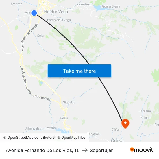 Avenida Fernando De Los Rios, 10 to Soportújar map
