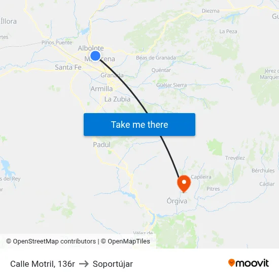 Calle Motril, 136r to Soportújar map