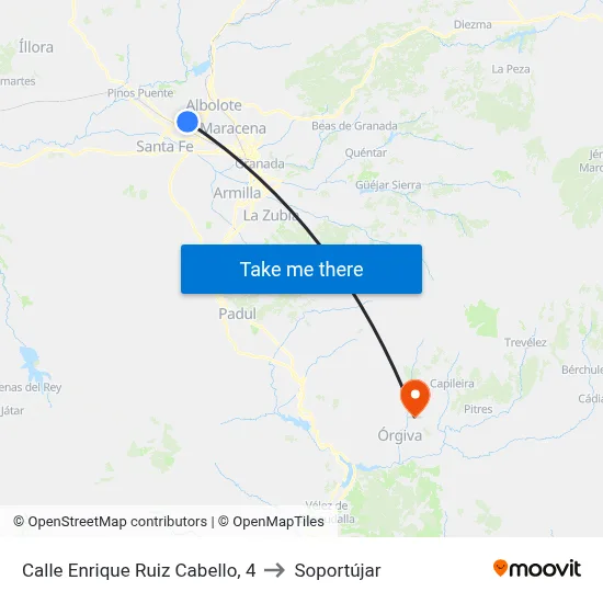 Calle Enrique Ruiz Cabello, 4 to Soportújar map
