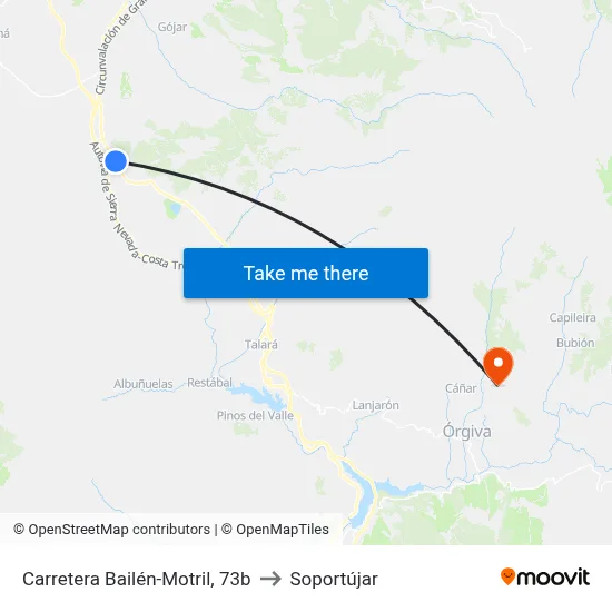 Carretera Bailén-Motril, 73b to Soportújar map