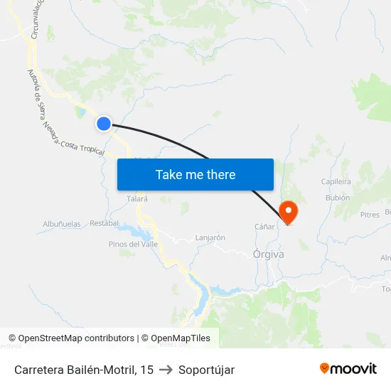 Carretera Bailén-Motril, 15 to Soportújar map