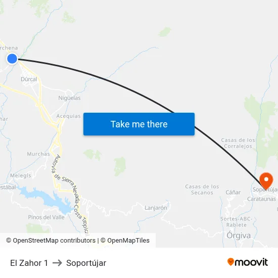 El Zahor 1 to Soportújar map