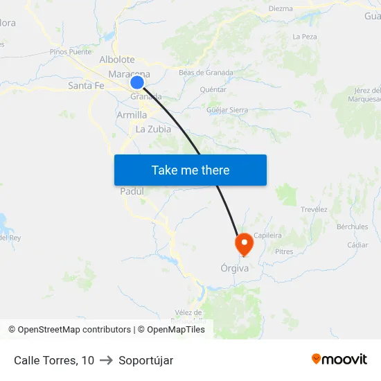 Calle Torres, 10 to Soportújar map