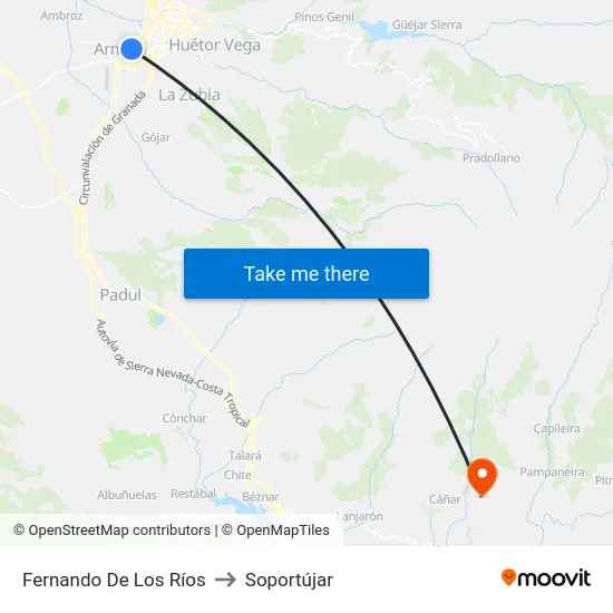 Fernando De Los Ríos to Soportújar map