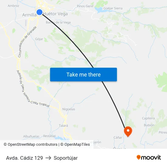 Avda. Cádiz 129 to Soportújar map