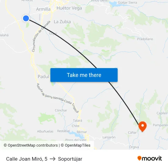 Calle Joan Miró, 5 to Soportújar map